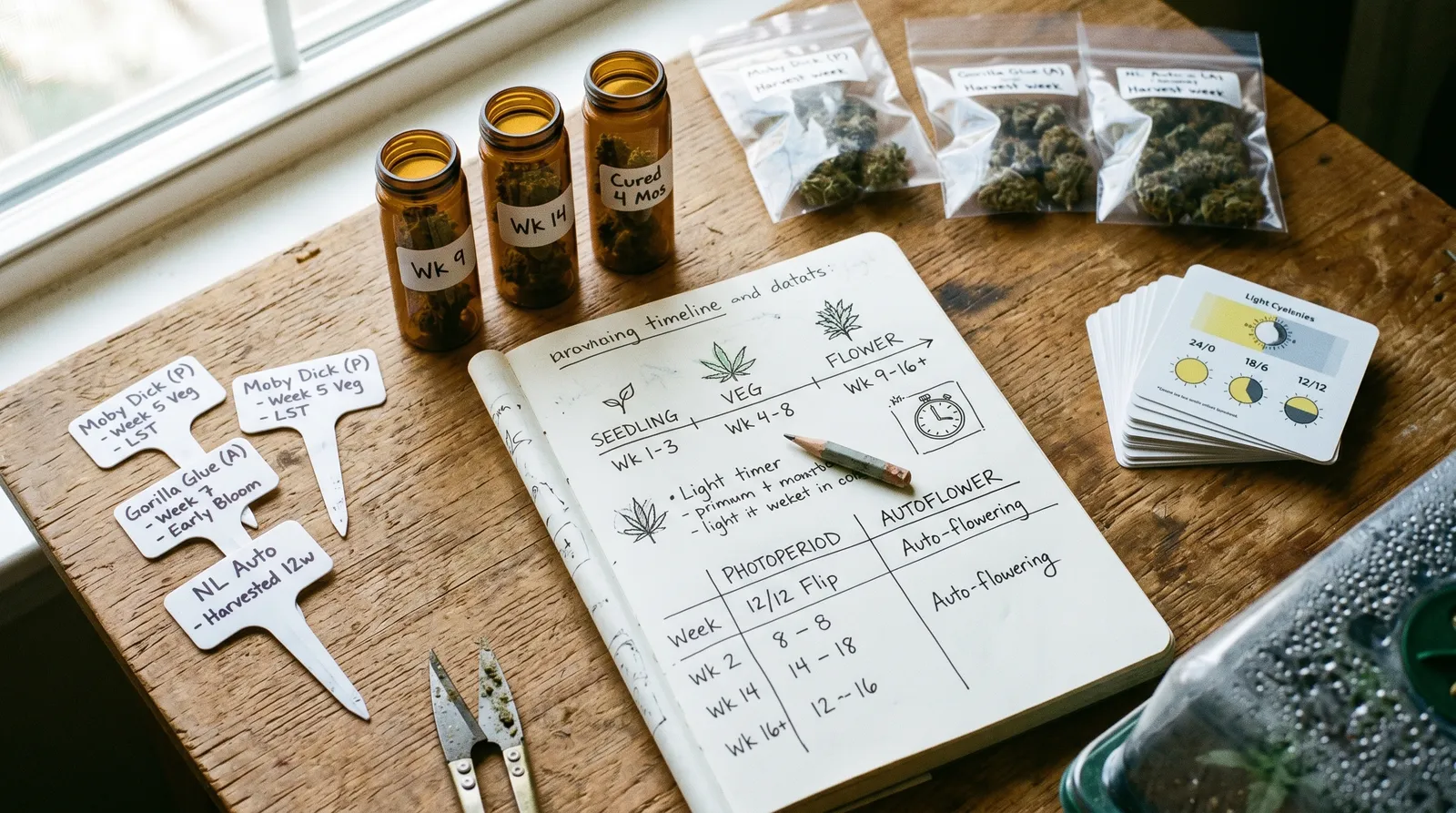 AZARIUS · Die komplette Zeitleiste der Cannabis-Wachstumsphasen auf einen Blick