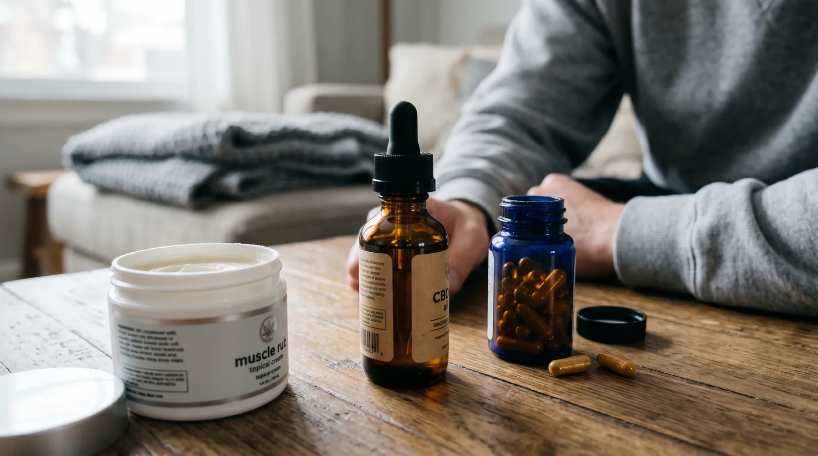 AZARIUS · Comparação de formatos de CBD para recuperação: óleo, tópico e cápsula
