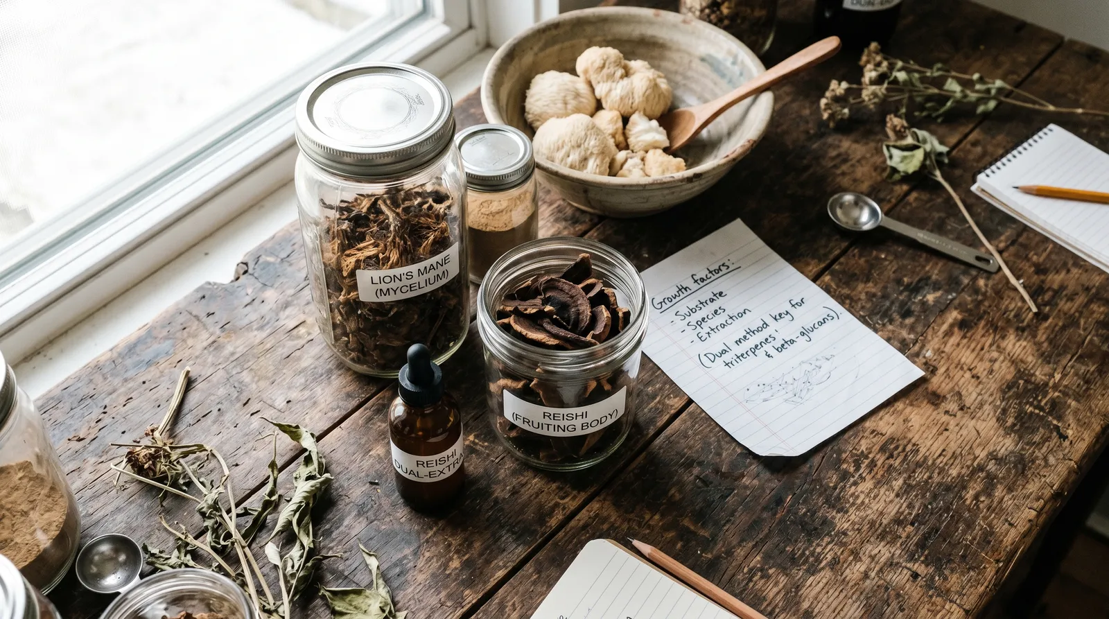 AZARIUS · Sammenligning af populære arter: mycelium og frugtlegeme