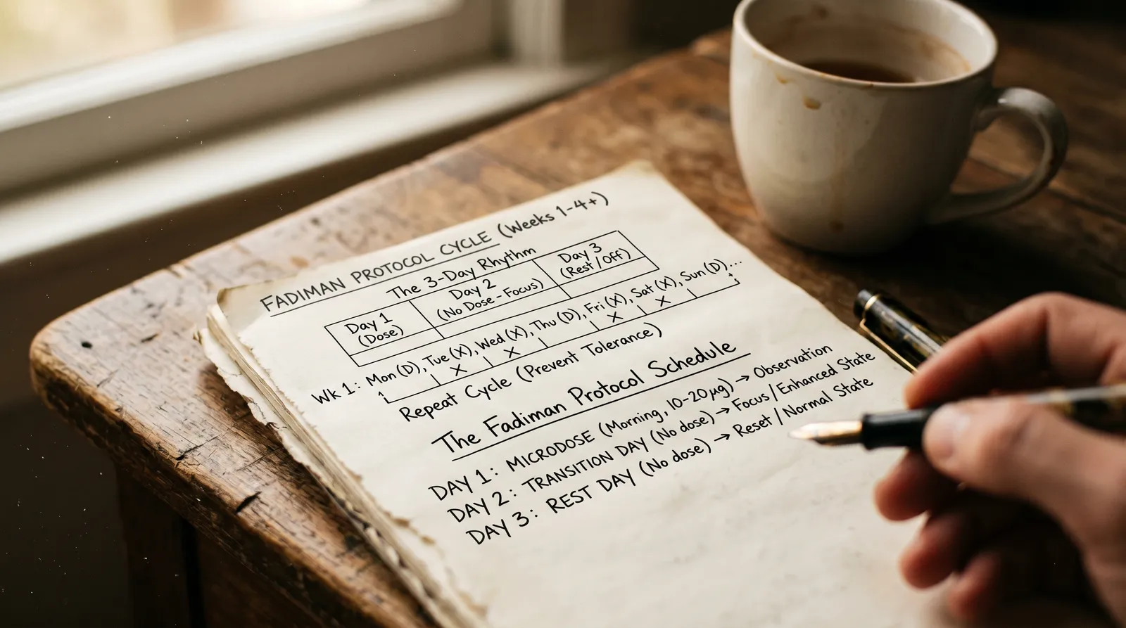 AZARIUS · Step 2: Learn the Fadiman Protocol Schedule