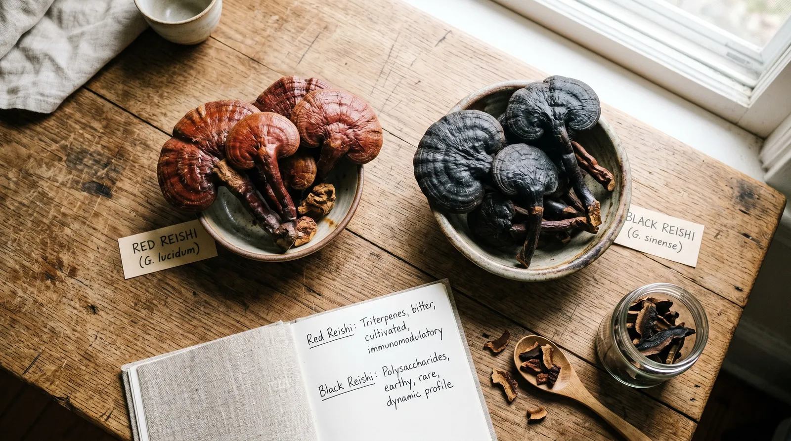 AZARIUS · Red vs. Black Reishi at a Glance